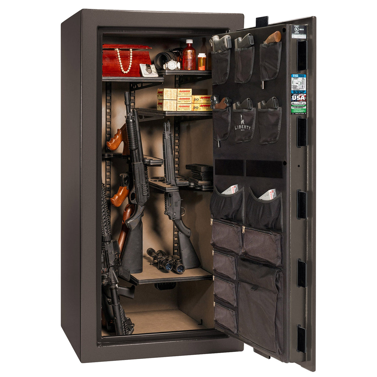 Franklin Series | Level 5 Security | 110 Minute Fire Protection | 29 | DIMENSIONS: 60.5&quot;(H) X 30&quot;(W) X 27.5&quot;(D*) | Textured Bronze | ProFlex Modular Shelving – Open Door